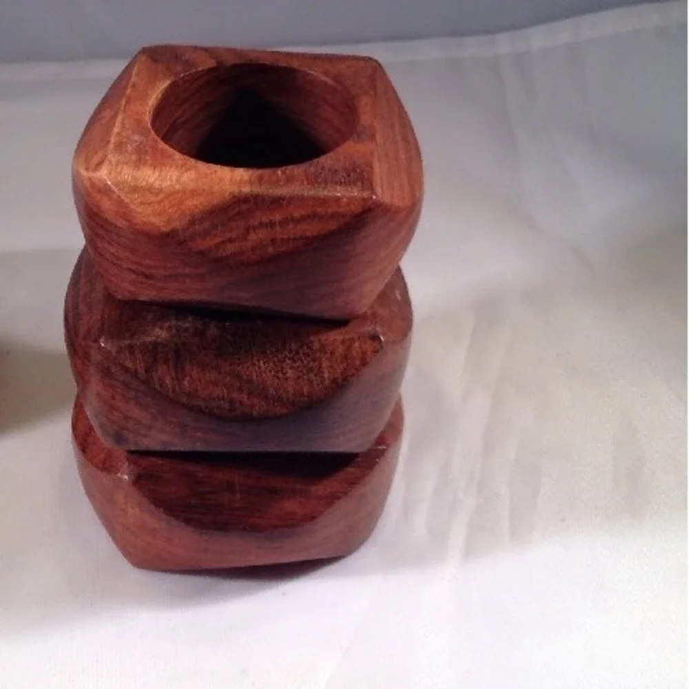 Shalinindia Handmade Wooden Napkin Rings Set of 6 Artisan Crafted India‎ Rustic